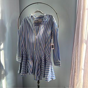 Saylor Dress Shirt Dress Blue and White Striped Dress
